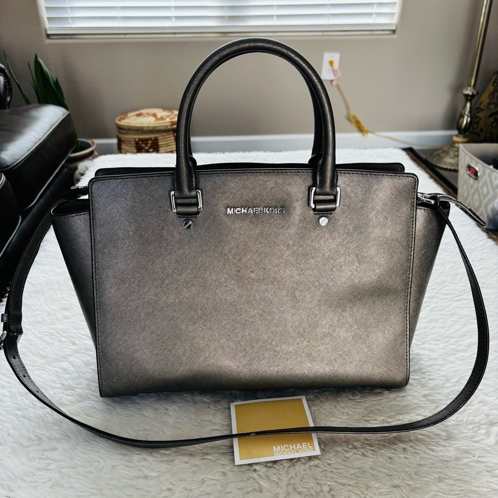 Michael Kors Metallic Olive Brown Satchel/Shoulder Bag - Picture 1 of 16